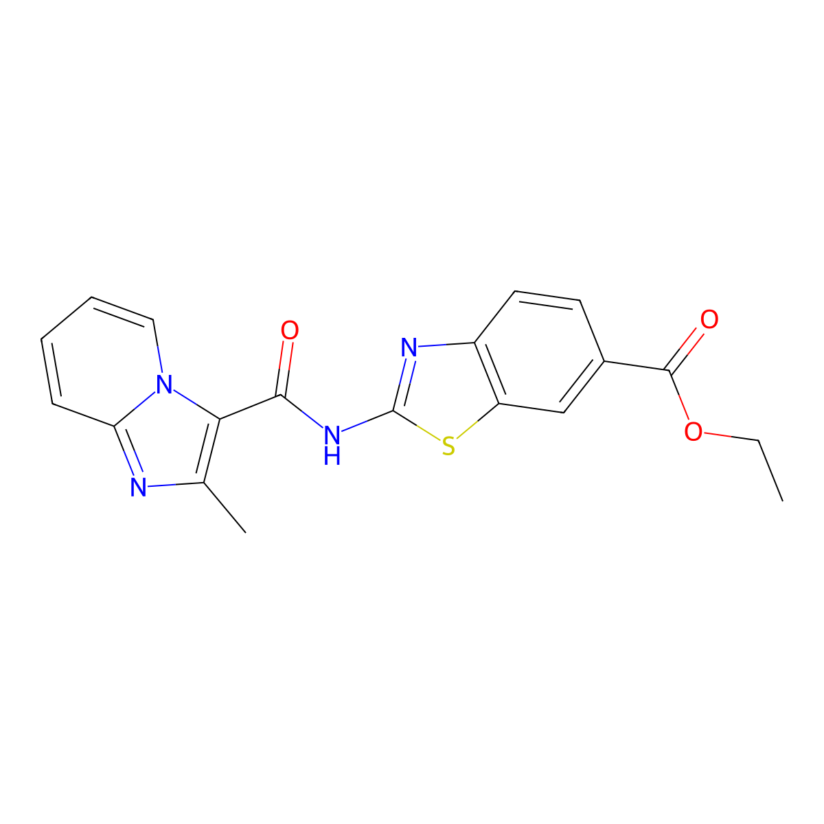 Ethyl 2-(2-methylimidazo[1,2-a]pyridine-3-carboxamido)benzo[d]thiazole-6-carboxylate molecular structure, CAS 1211173-92-0