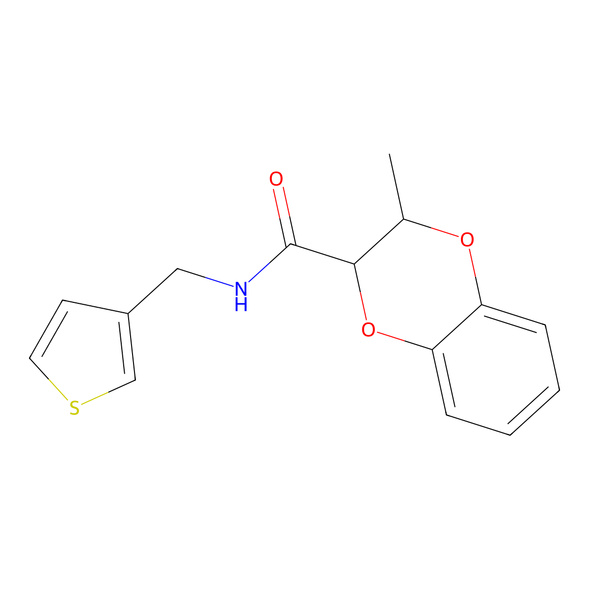 3-methyl-N-(thiophen-3-ylmethyl)-2,3-dihydrobenzo[b][1,4]dioxine-2-carboxamide molecular structure, CAS 1211174-16-1