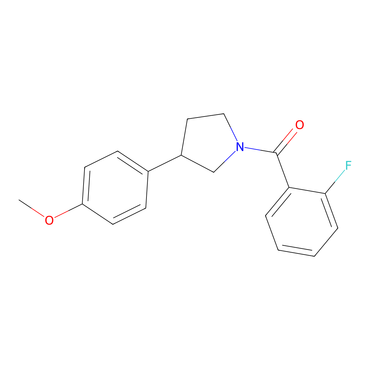 (2-Fluorophenyl)(3-(4-methoxyphenyl)pyrrolidin-1-yl)methanone molecular structure, CAS 1211175-91-5