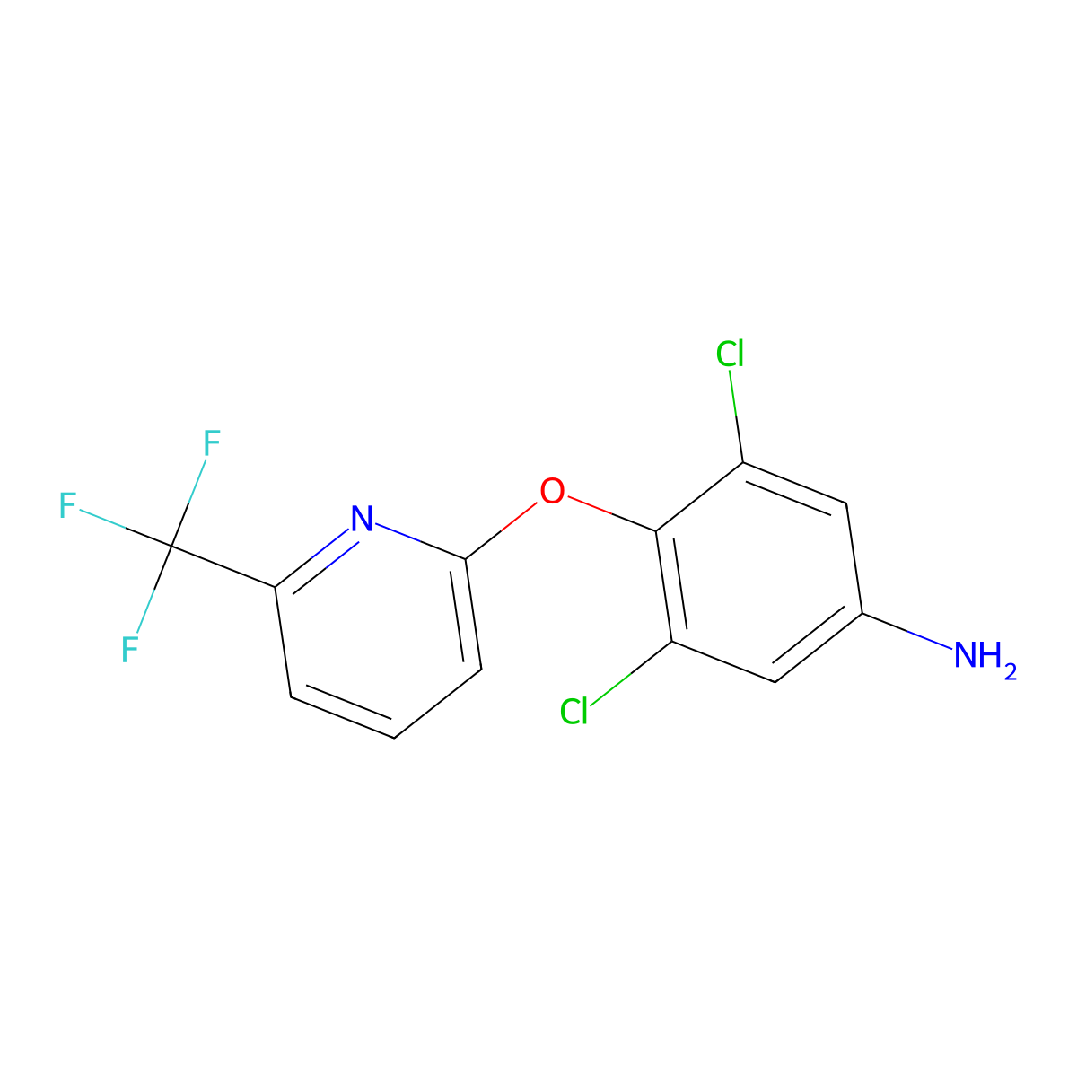 3,5-Dichloro-4-{[6-(trifluoromethyl)pyridin-2-yl]oxy}aniline molecular structure, CAS 1211176-71-4