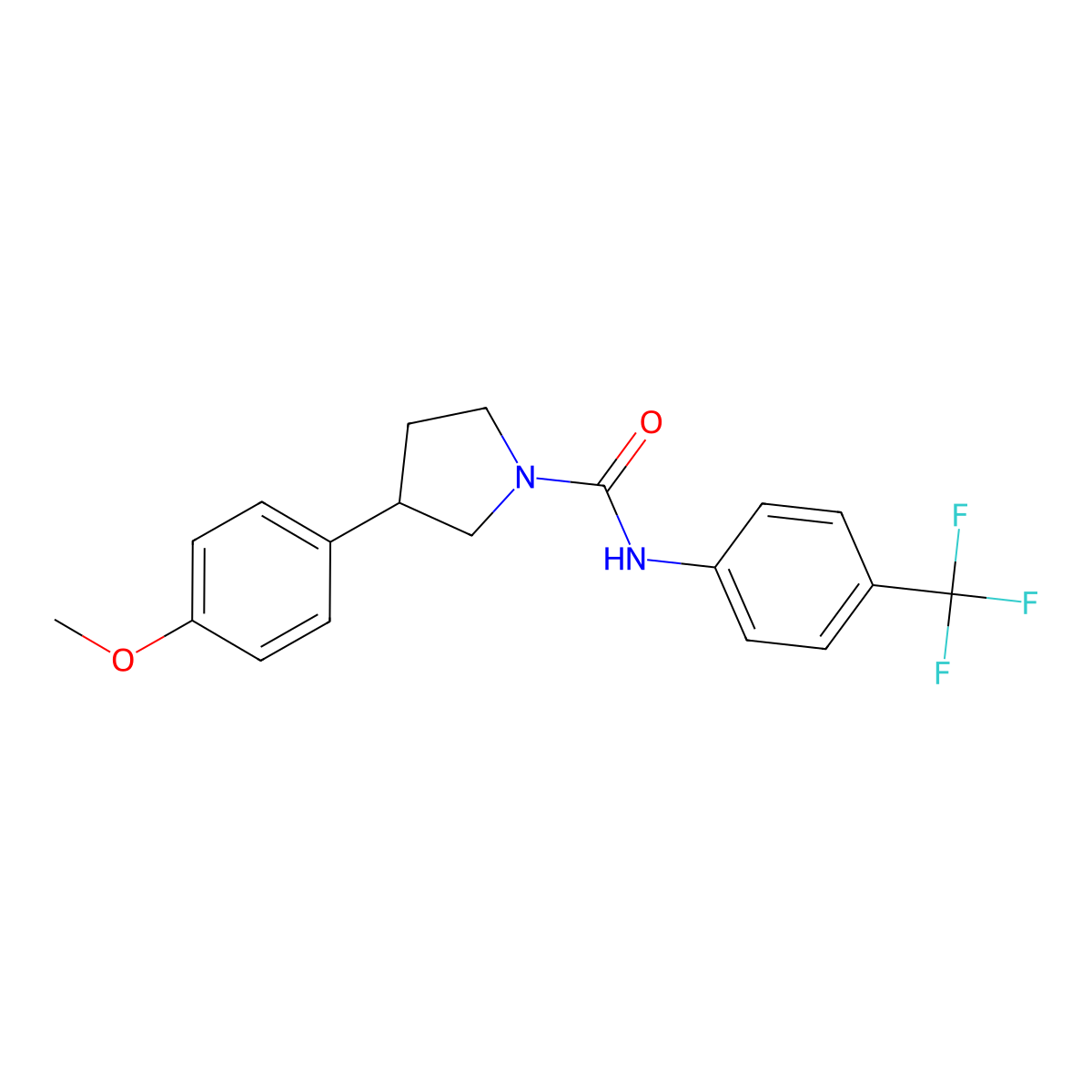 3-(4-methoxyphenyl)-N-[4-(trifluoromethyl)phenyl]pyrrolidine-1-carboxamide molecular structure, CAS 1211180-48-1