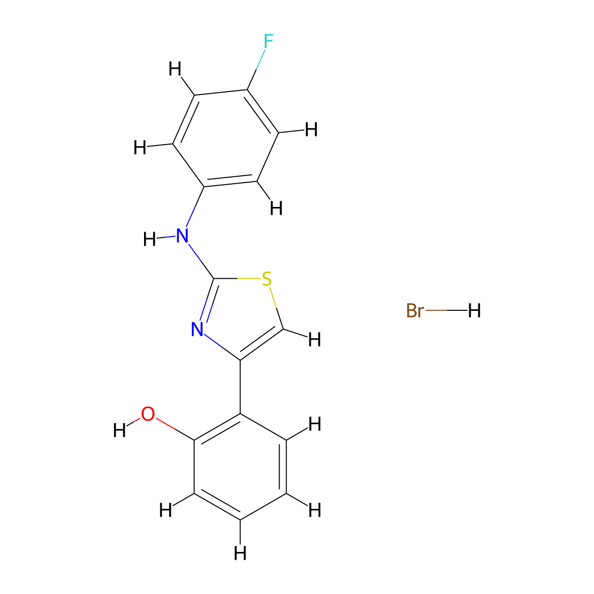 2-(4-Fluorophenyl)amino-4-(2-hydroxyphenyl)-1,3-thiazole hydrobromide molecular structure, CAS 1211182-74-9