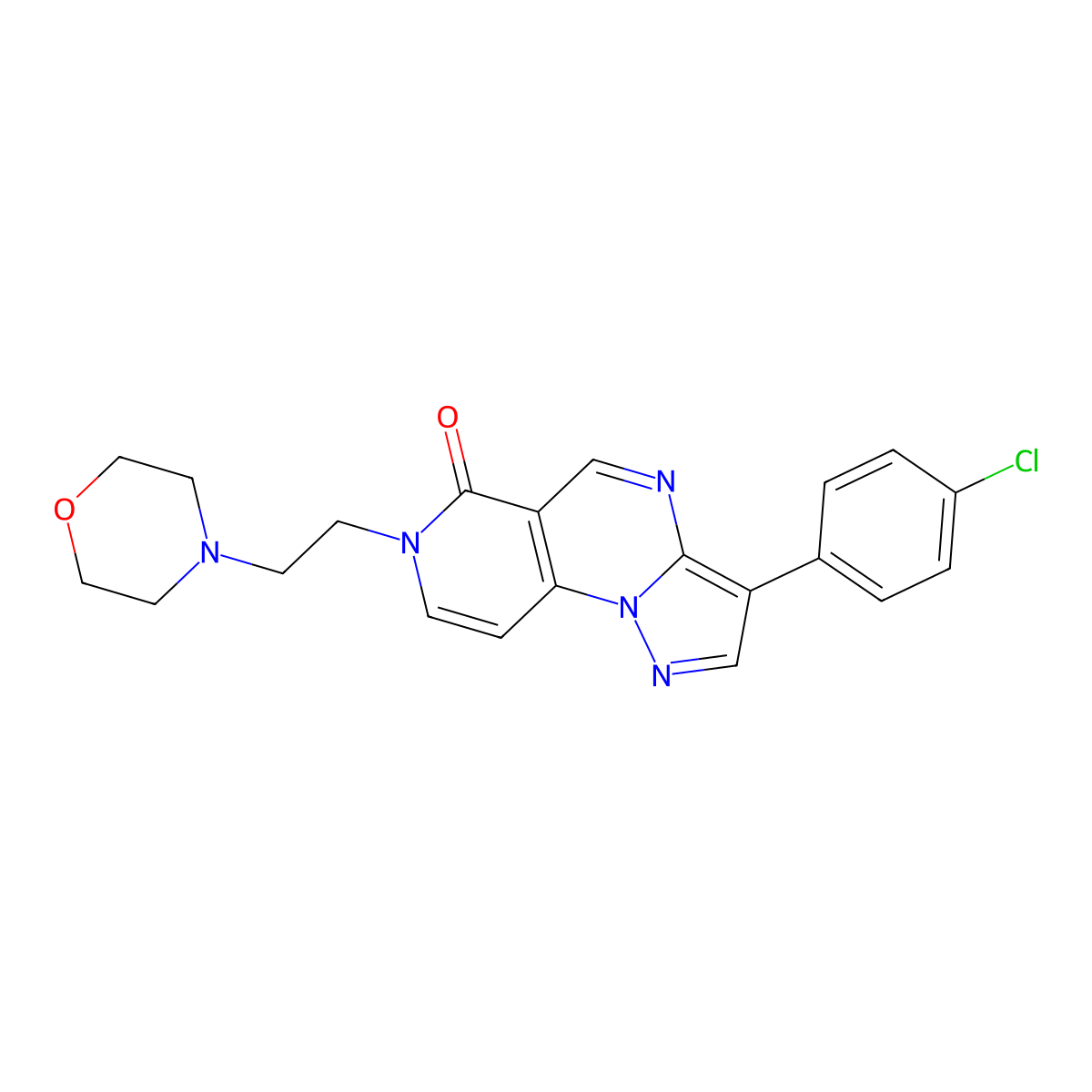 3-(4-chlorophenyl)-7-(2-morpholinoethyl)pyrazolo[1,5-a]pyrido[3,4-e]pyrimidin-6(7H)-one molecular structure, CAS 1211183-21-9