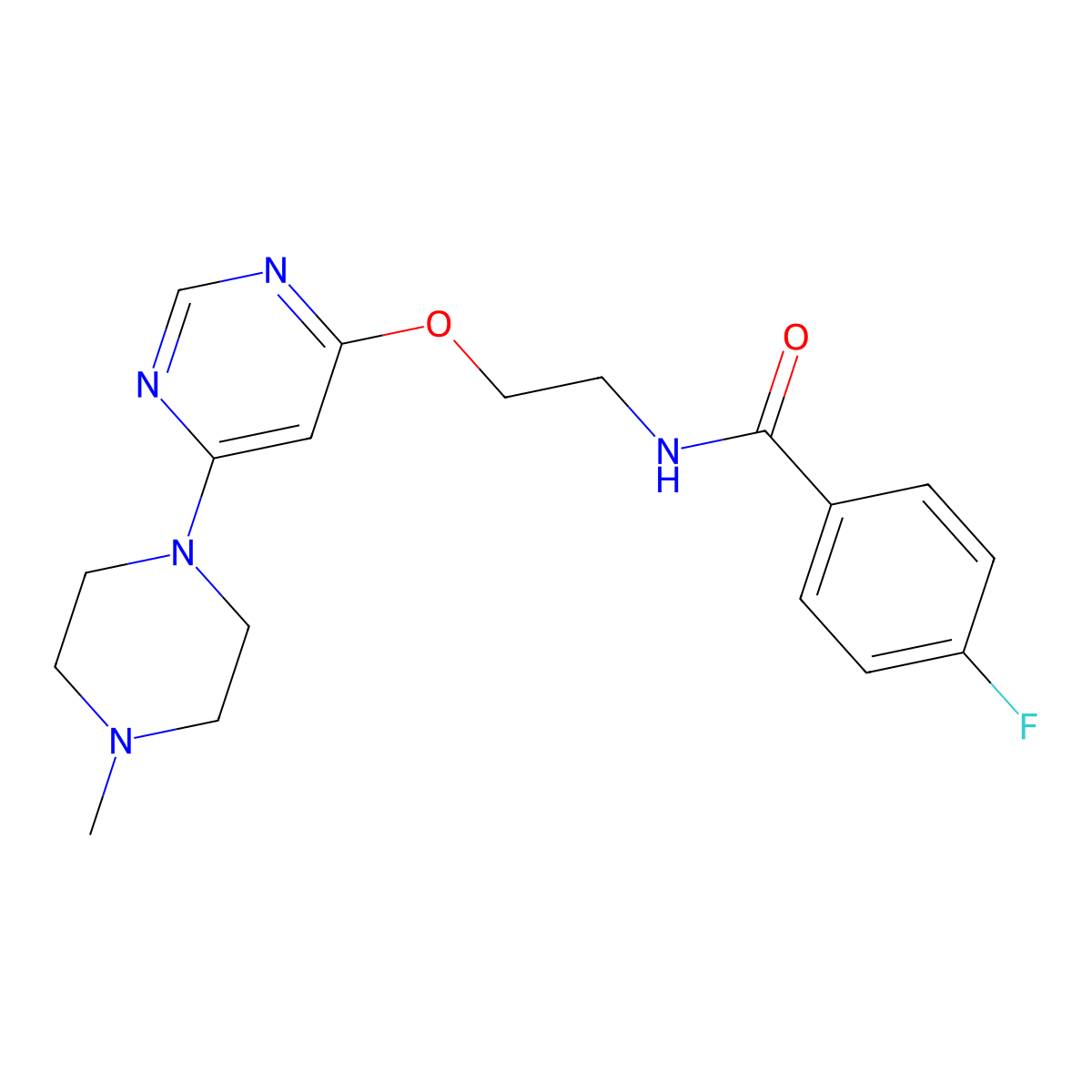 4-fluoro-N-(2-((6-(4-methylpiperazin-1-yl)pyrimidin-4-yl)oxy)ethyl)benzamide molecular structure, CAS 1211186-60-5