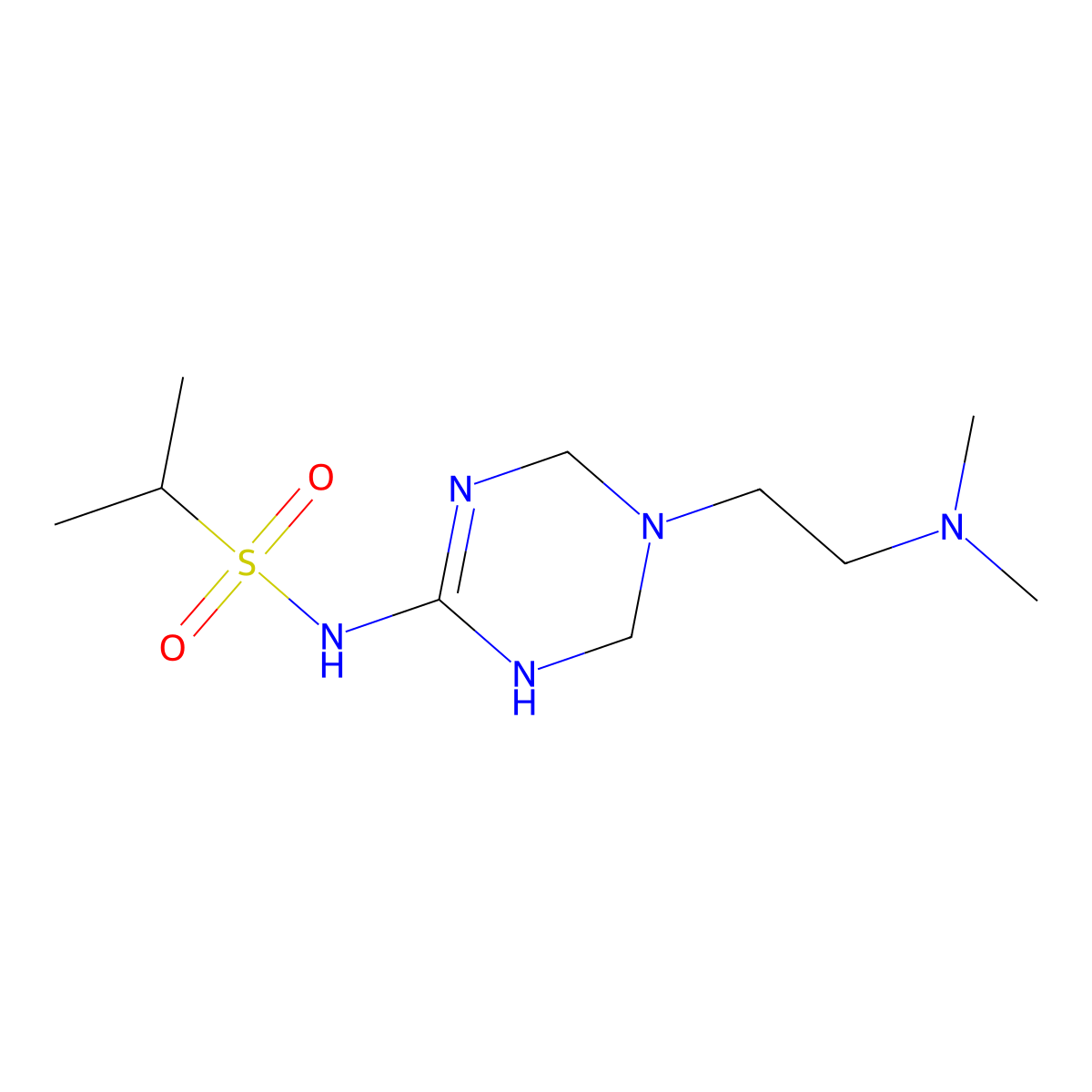 N-{5-[2-(dimethylamino)ethyl]-1,4,5,6-tetrahydro-1,3,5-triazin-2-yl}-2-propanesulfonamide molecular structure, CAS 1211189-34-2