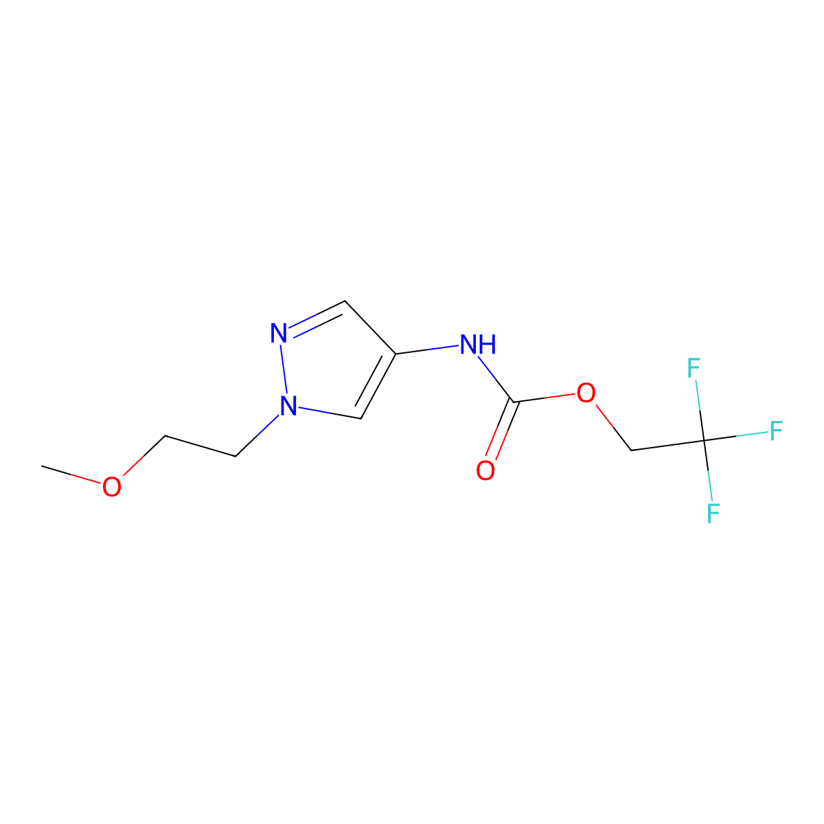 2,2,2-trifluoroethyl N-[1-(2-methoxyethyl)-1H-pyrazol-4-yl]carbamate molecular structure, CAS 1211189-41-1
