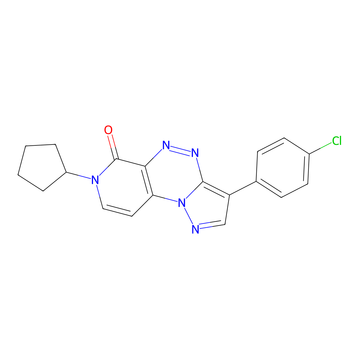3-(4-chlorophenyl)-7-cyclopentylpyrazolo[5,1-c]pyrido[4,3-e][1,2,4]triazin-6(7H)-one molecular structure, CAS 1211193-11-1