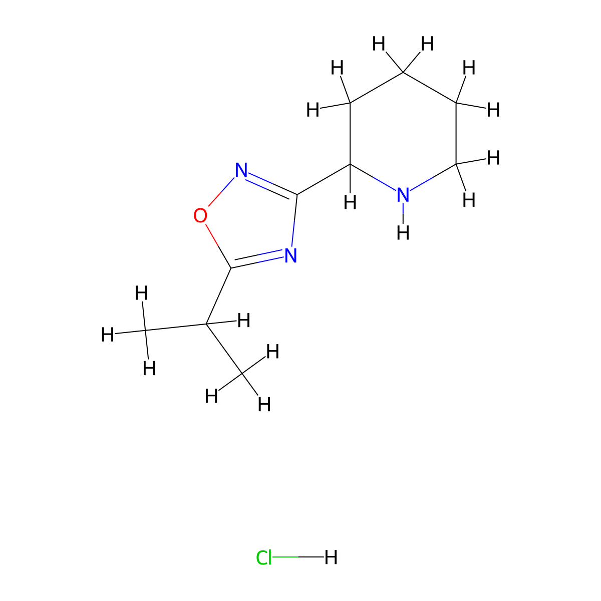 2-[5-(Propan-2-yl)-1,2,4-oxadiazol-3-yl]piperidine hydrochloride molecular structure, CAS 1211196-88-1
