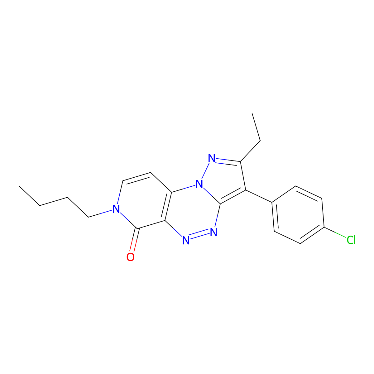 7-butyl-3-(4-chlorophenyl)-2-ethylpyrazolo[5,1-c]pyrido[4,3-e][1,2,4]triazin-6(7H)-one molecular structure, CAS 1211199-13-1