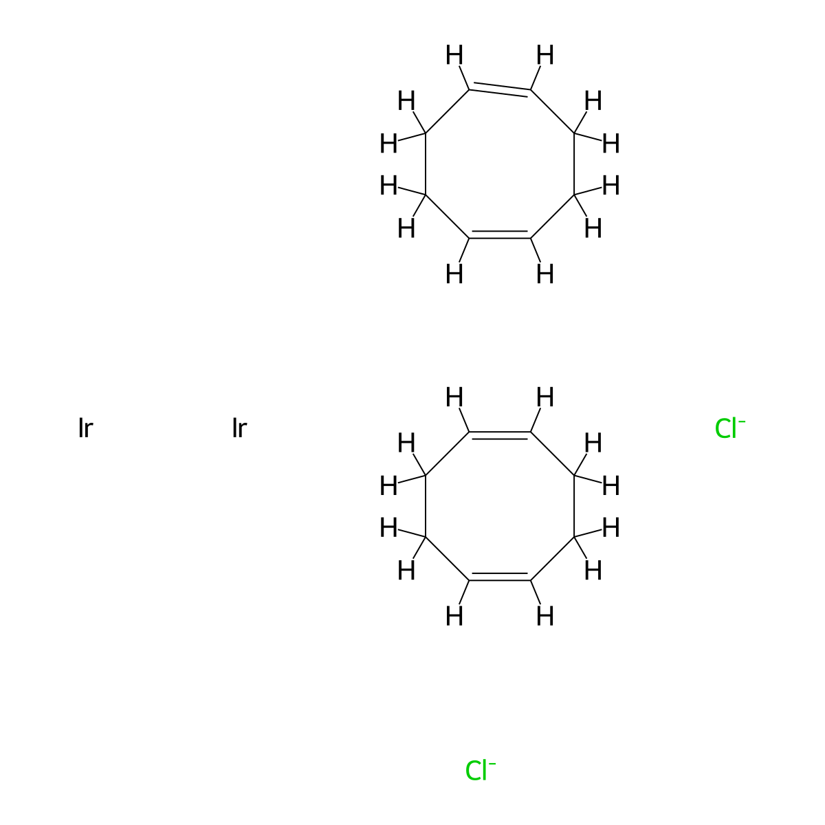 Chloro(1,5-cyclooctadiene)iridium(I) dimer molecular structure, CAS 12112-67-3