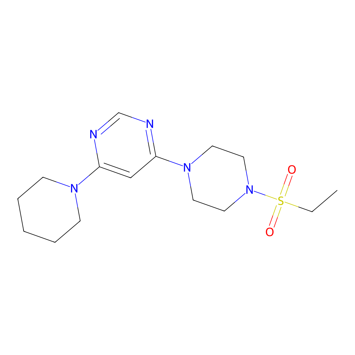 4-(4-(Ethylsulfonyl)piperazin-1-yl)-6-(piperidin-1-yl)pyrimidine molecular structure, CAS 1211204-68-0