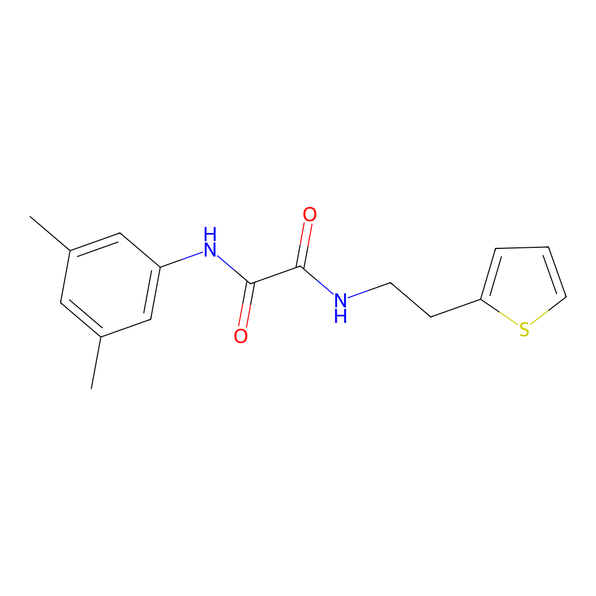 N1-(3,5-dimethylphenyl)-N2-(2-(thiophen-2-yl)ethyl)oxalamide molecular structure, CAS 1211205-58-1