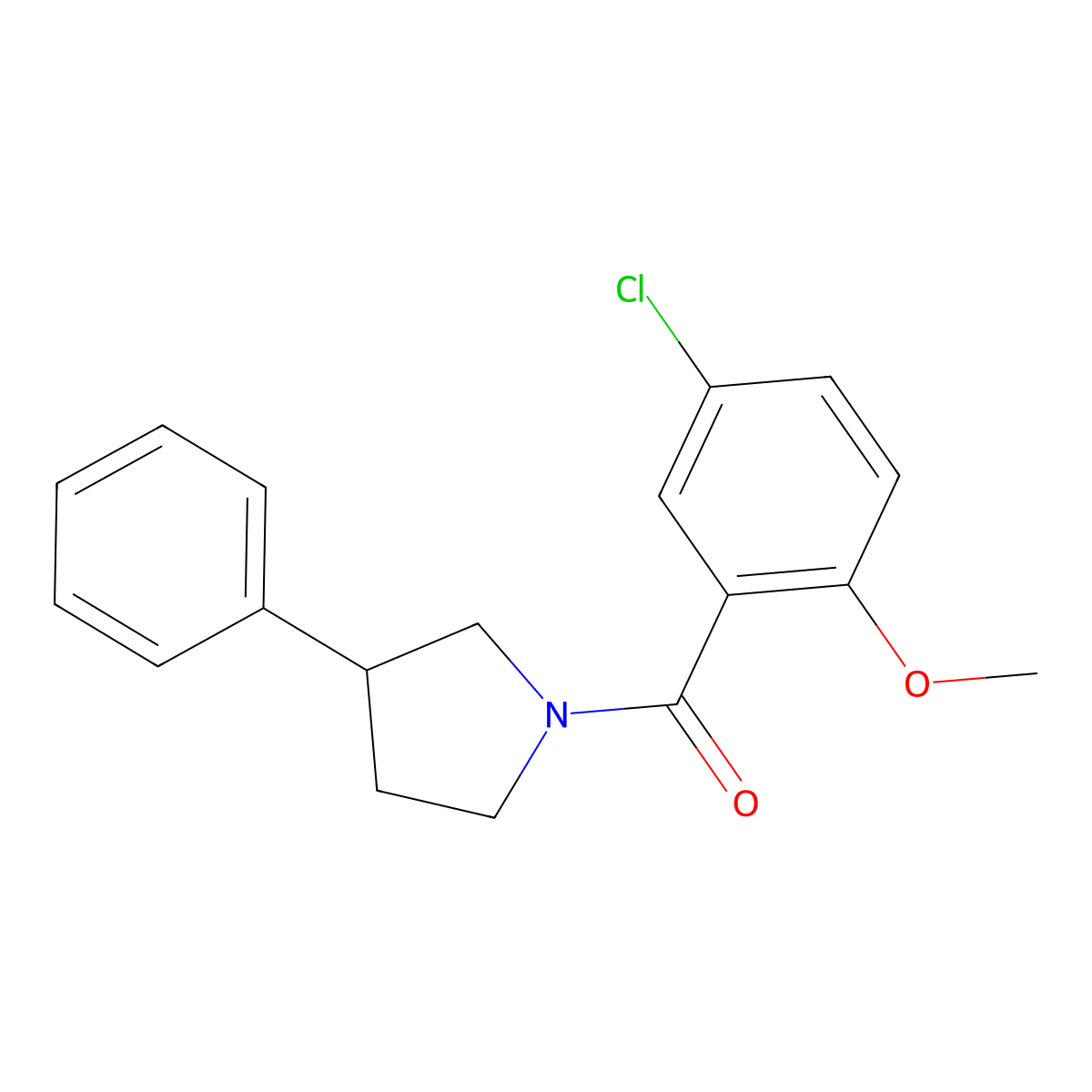 (5-Chloro-2-methoxyphenyl)(3-phenylpyrrolidin-1-yl)methanone molecular structure, CAS 1211209-45-8