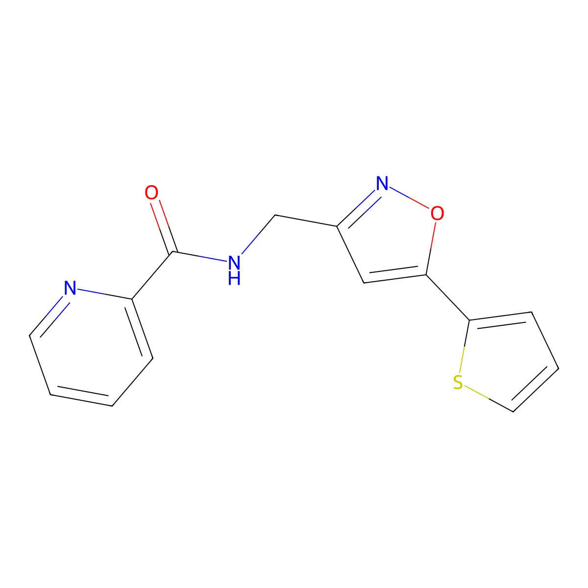 N-((5-(thiophen-2-yl)isoxazol-3-yl)methyl)picolinamide molecular structure, CAS 1211210-82-0