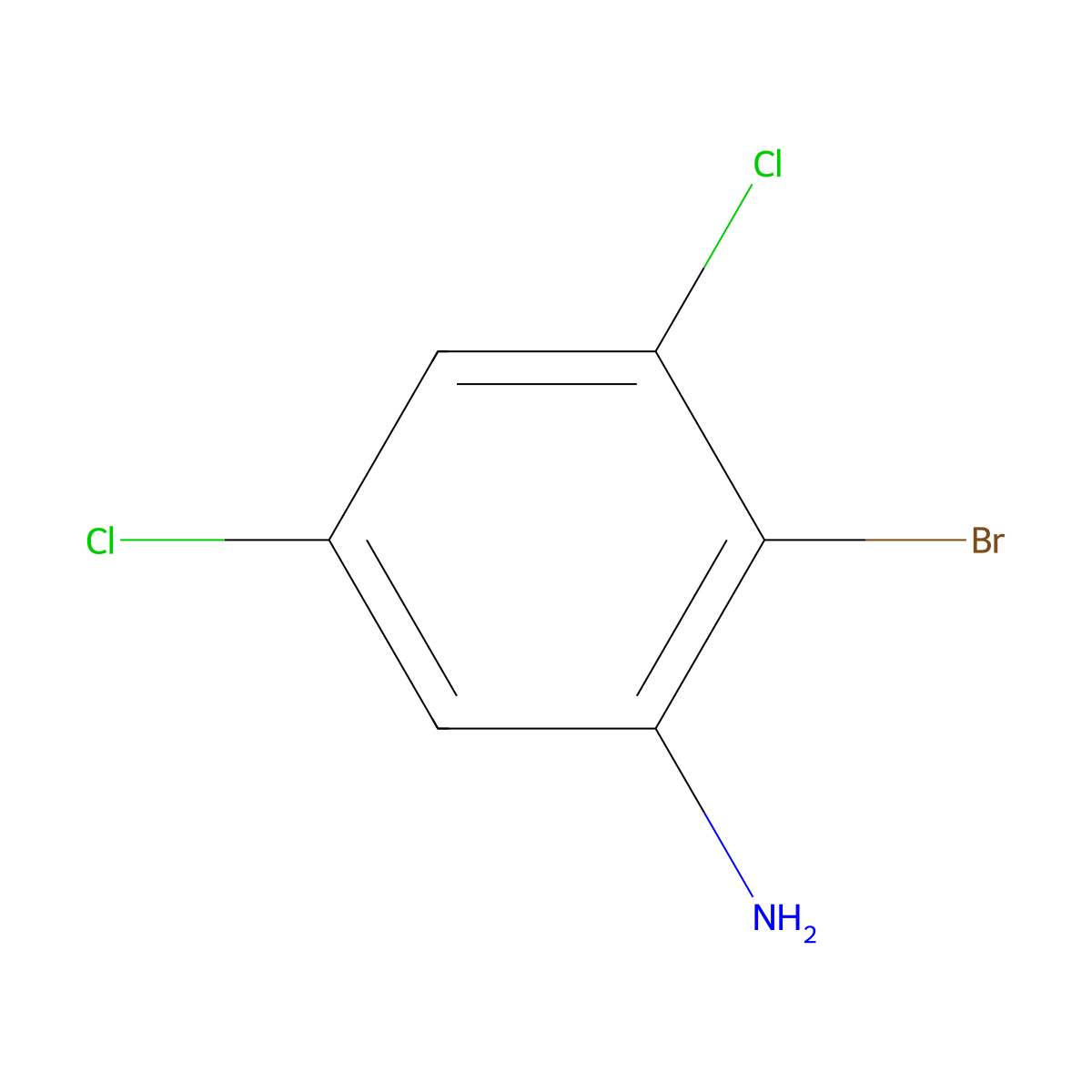 2-Bromo-3,5-dichloroaniline molecular structure, CAS 1211214-30-0