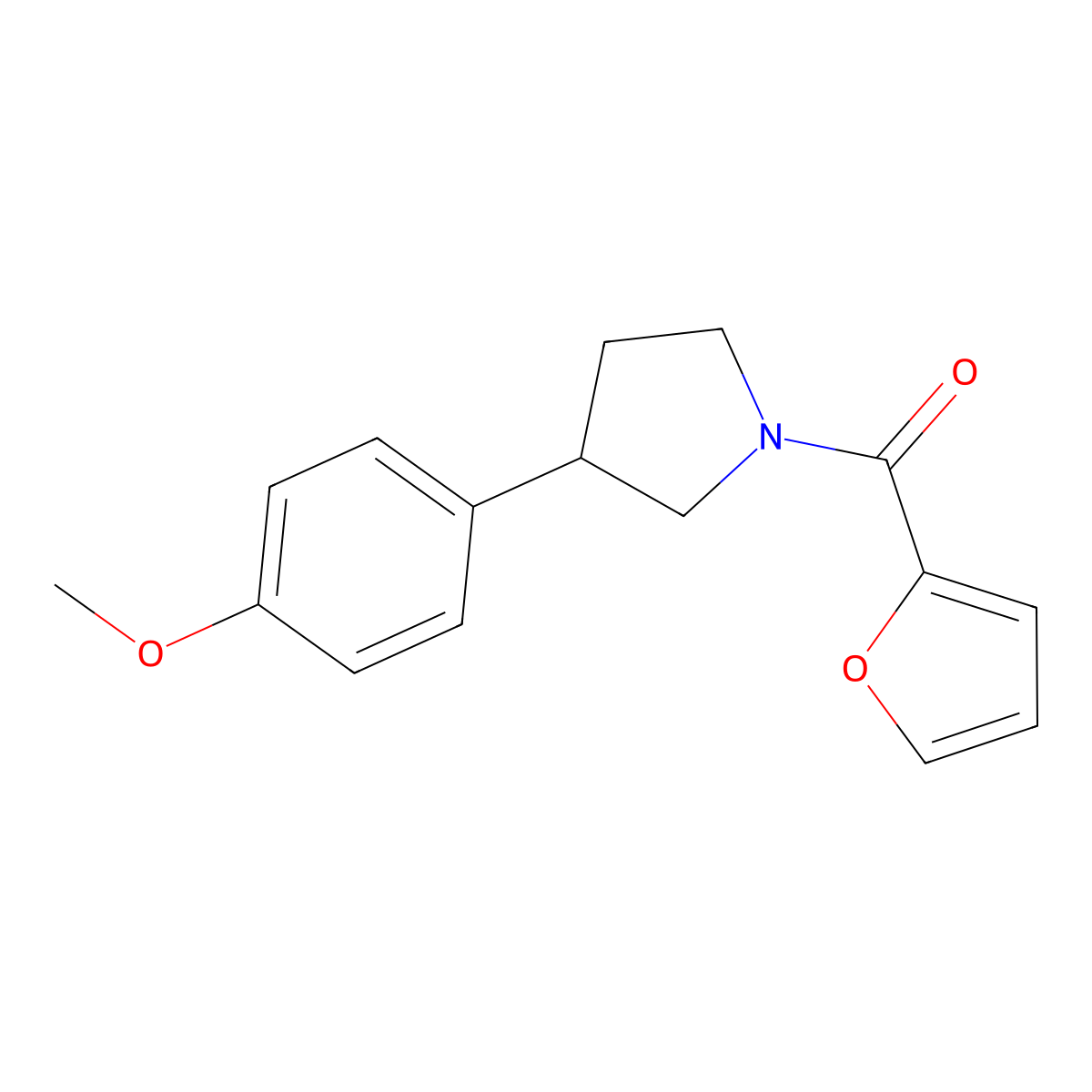 Furan-2-yl(3-(4-methoxyphenyl)pyrrolidin-1-yl)methanone molecular structure, CAS 1211214-76-4