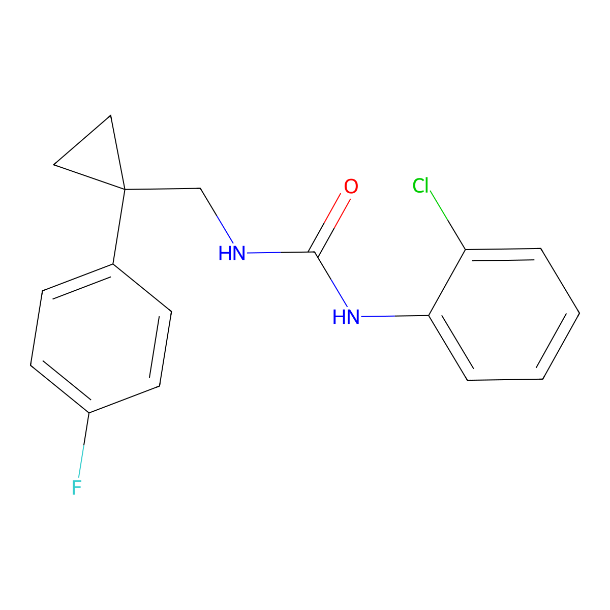 1-(2-Chlorophenyl)-3-((1-(4-fluorophenyl)cyclopropyl)methyl)urea molecular structure, CAS 1211215-07-4