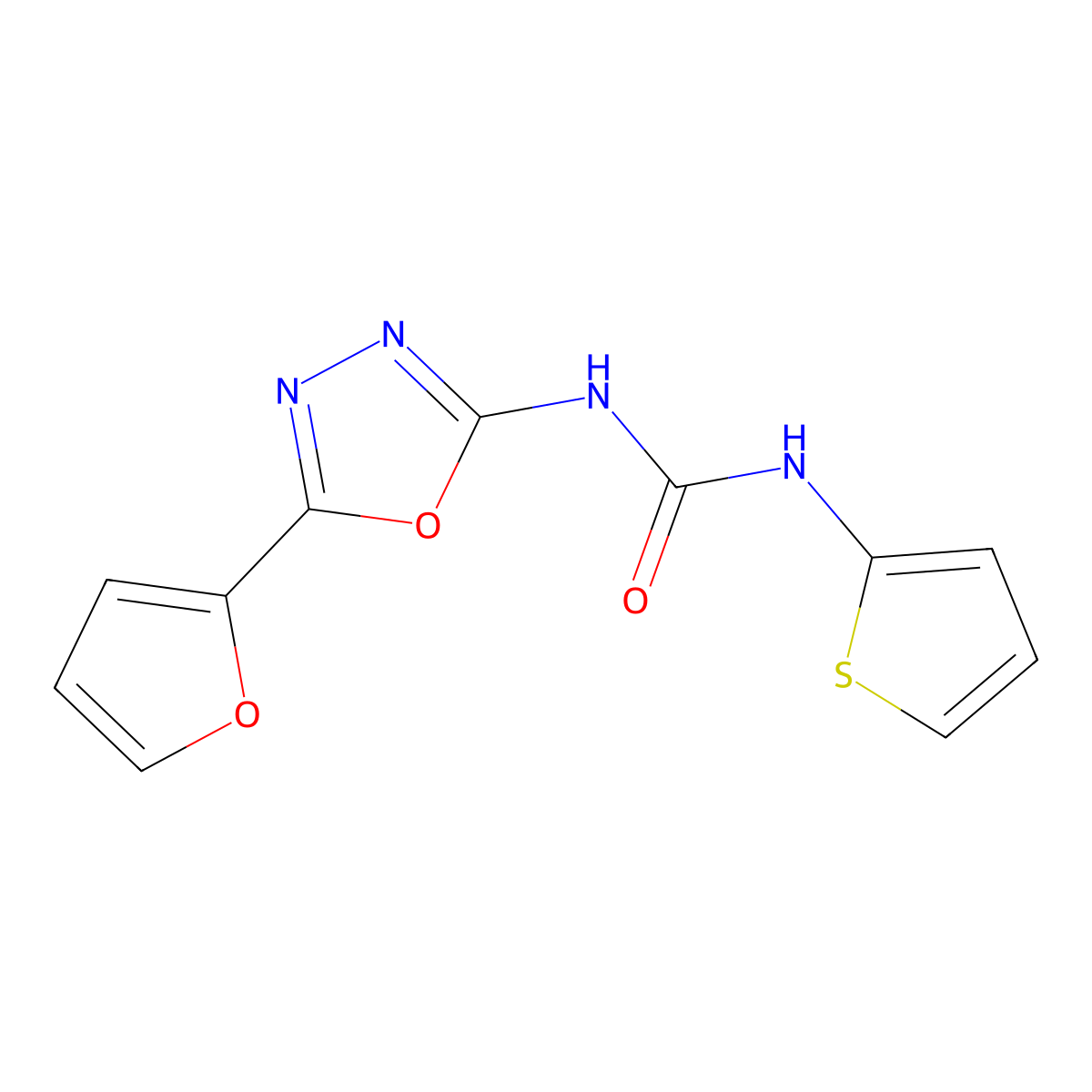 1-(5-(Furan-2-yl)-1,3,4-oxadiazol-2-yl)-3-(thiophen-2-yl)urea molecular structure, CAS 1211216-97-5