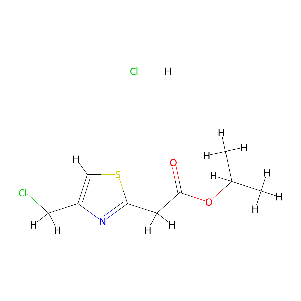Propan-2-yl 2-[4-(chloromethyl)-1,3-thiazol-2-yl]acetate hydrochloride molecular structure, CAS 1211234-81-9