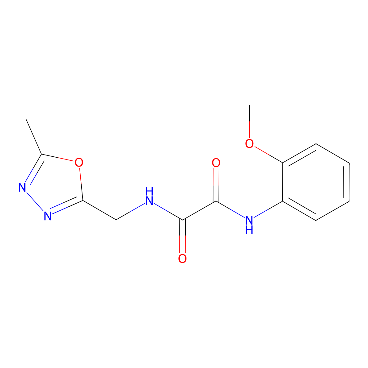 N1-(2-methoxyphenyl)-N2-((5-methyl-1,3,4-oxadiazol-2-yl)methyl)oxalamide molecular structure, CAS 1211236-69-9