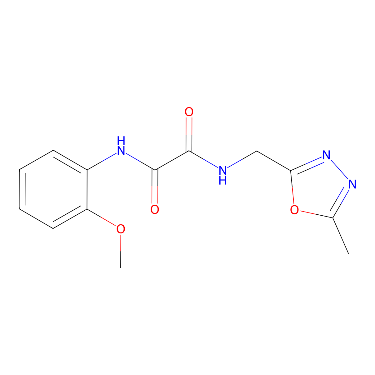 N1-(2-methoxyphenyl)-N2-((5-methyl-1,3,4-oxadiazol-2-yl)methyl)oxalamide molecular structure, CAS 1211236-69-9