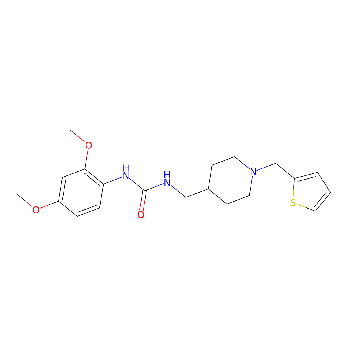 1-(2,4-Dimethoxyphenyl)-3-((1-(thiophen-2-ylmethyl)piperidin-4-yl)methyl)urea molecular structure, CAS 1211238-24-2