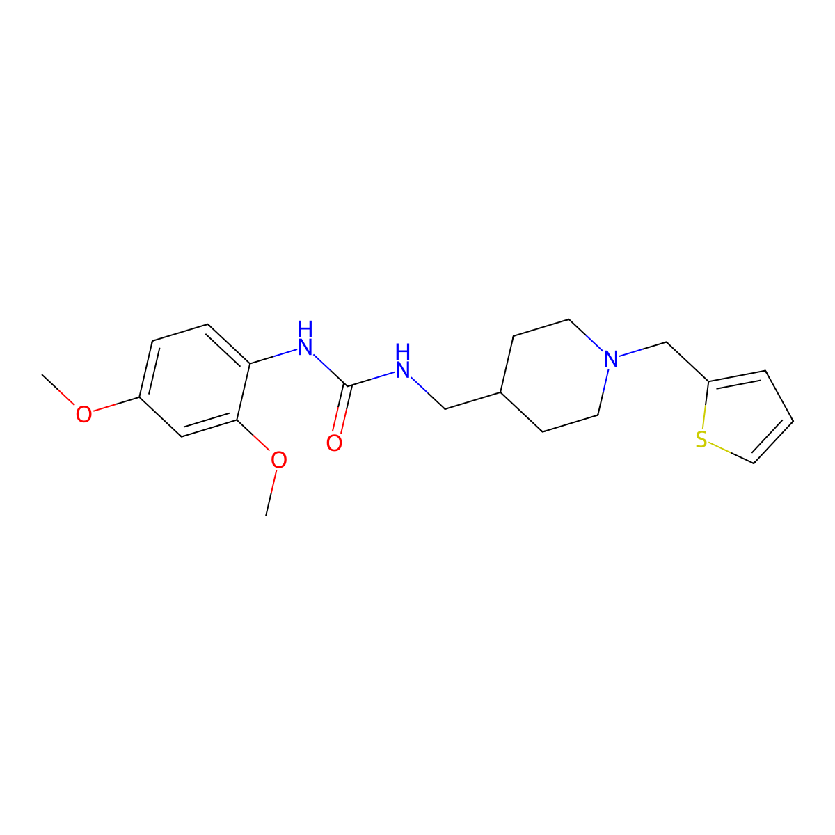 1-(2,4-Dimethoxyphenyl)-3-((1-(thiophen-2-ylmethyl)piperidin-4-yl)methyl)urea molecular structure, CAS 1211238-24-2