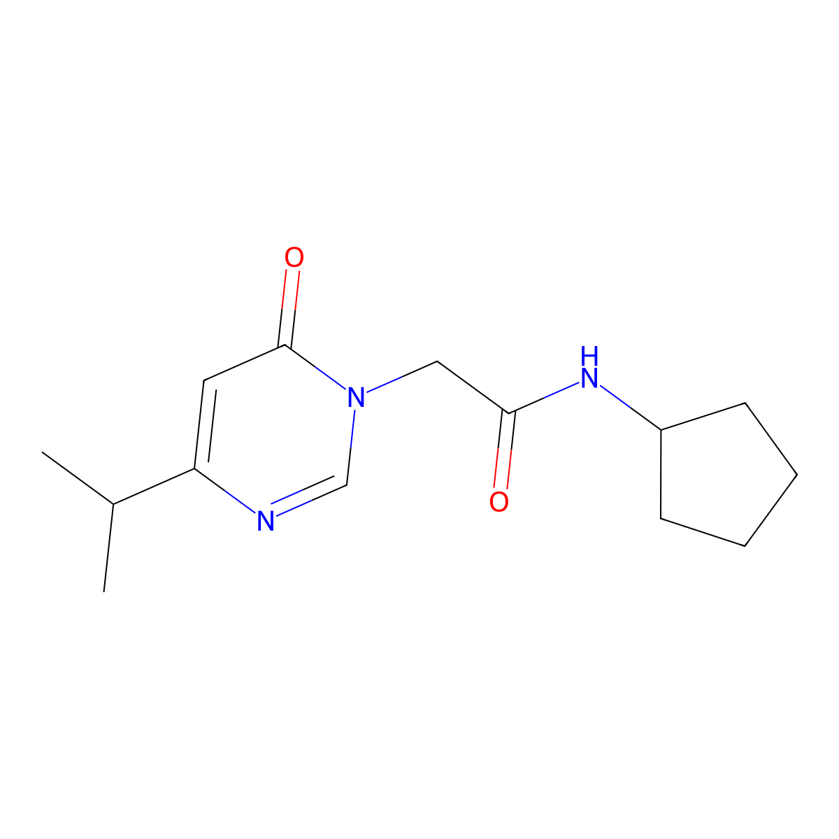 N-cyclopentyl-2-(4-isopropyl-6-oxopyrimidin-1(6H)-yl)acetamide molecular structure, CAS 1211238-26-4
