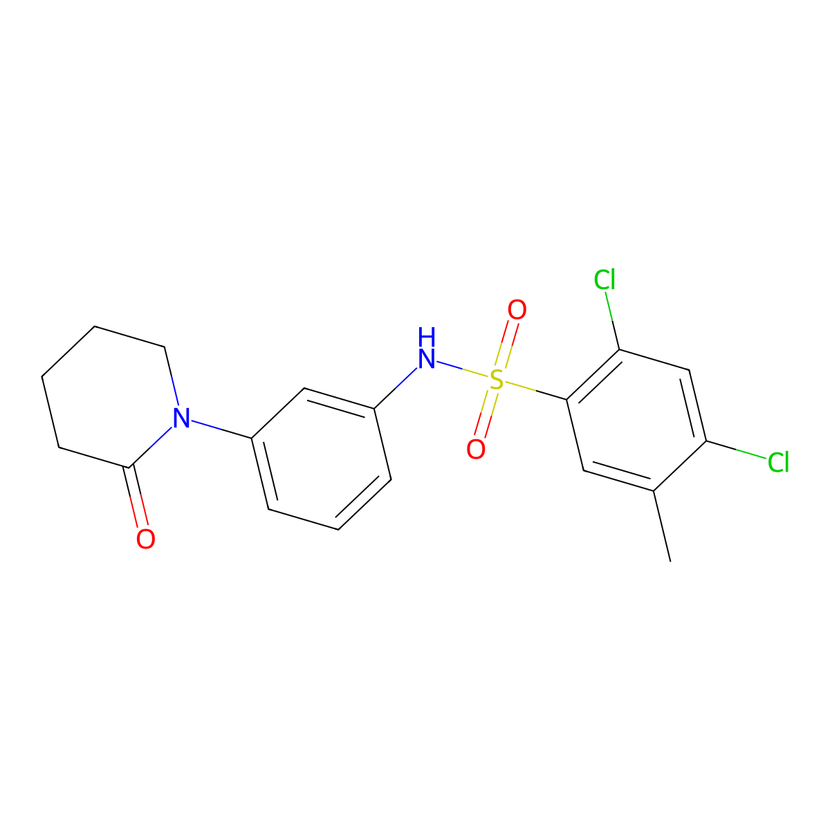 2,4-dichloro-5-methyl-N-(3-(2-oxopiperidin-1-yl)phenyl)benzenesulfonamide molecular structure, CAS 1211241-54-1