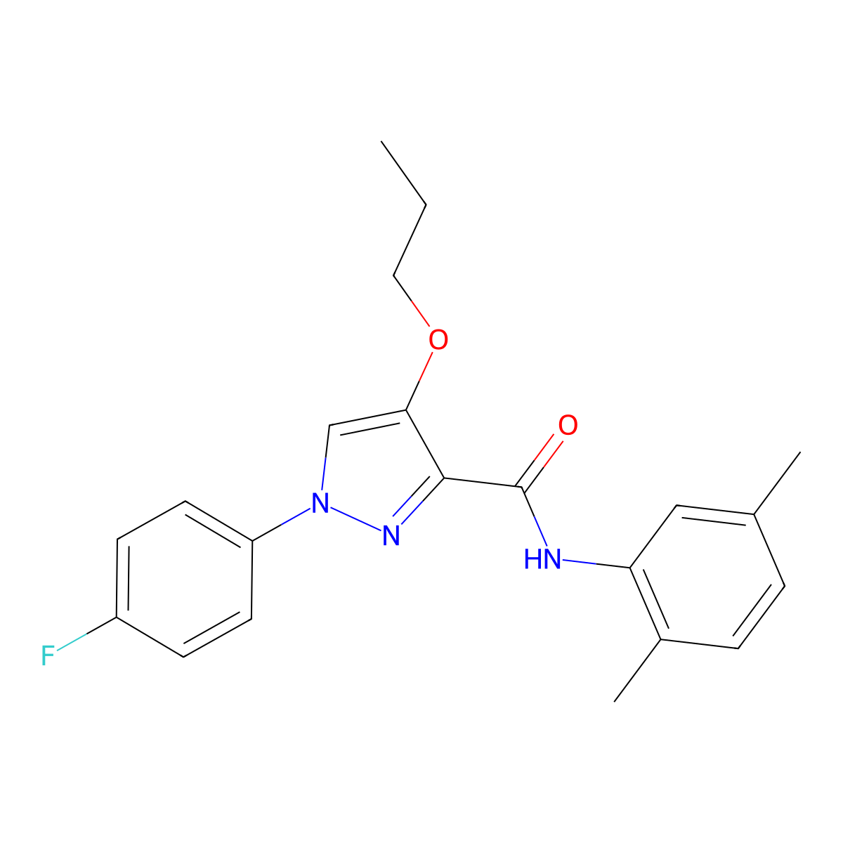N-(2,5-dimethylphenyl)-1-(4-fluorophenyl)-4-propoxy-1H-pyrazole-3-carboxamide molecular structure, CAS 1211243-27-4