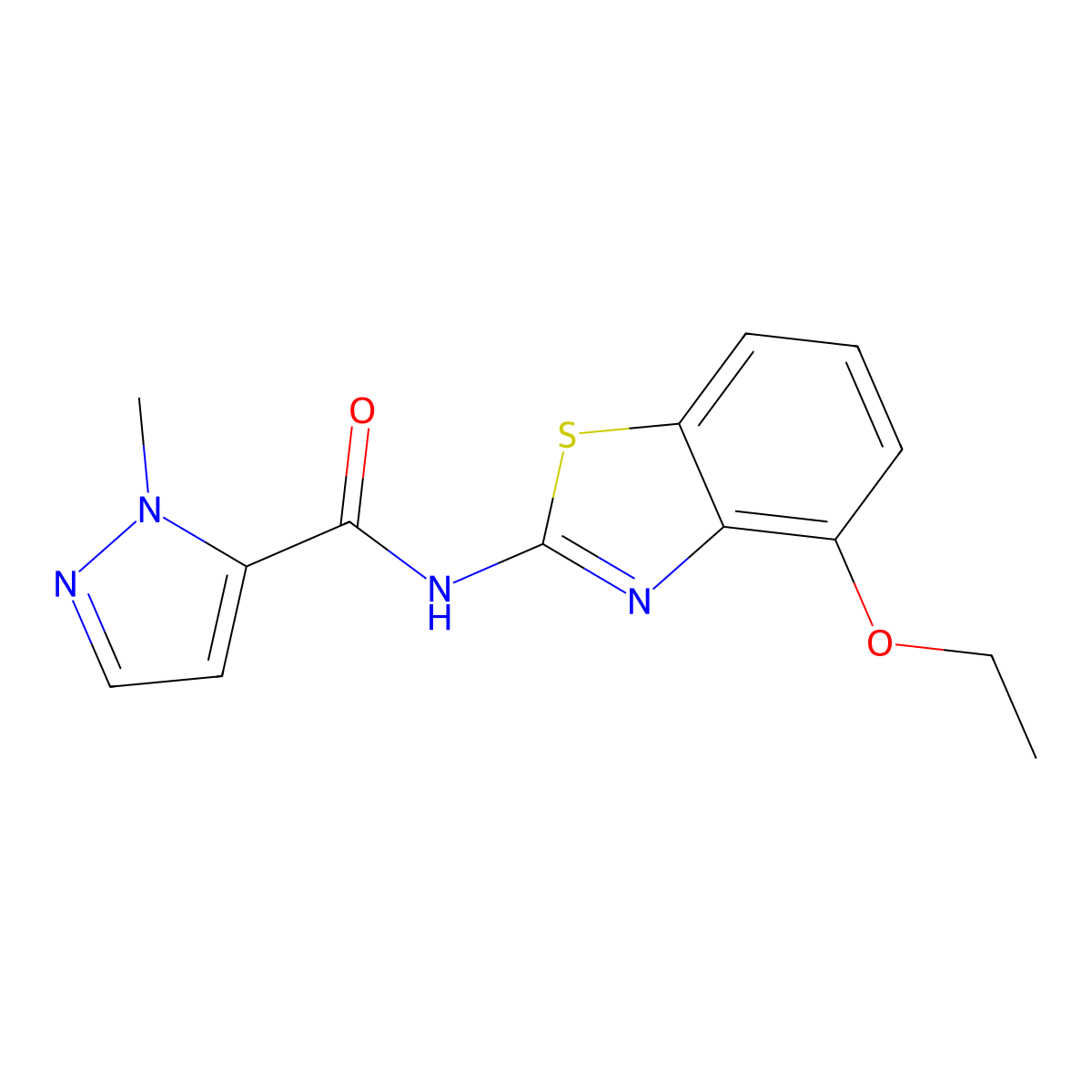 N-(4-ethoxybenzo[d]thiazol-2-yl)-1-methyl-1H-pyrazole-5-carboxamide molecular structure, CAS 1211245-08-7