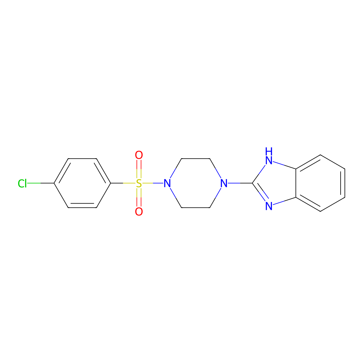 2-(4-((4-chlorophenyl)sulfonyl)piperazin-1-yl)-1H-benzo[d]imidazole molecular structure, CAS 1211252-19-5