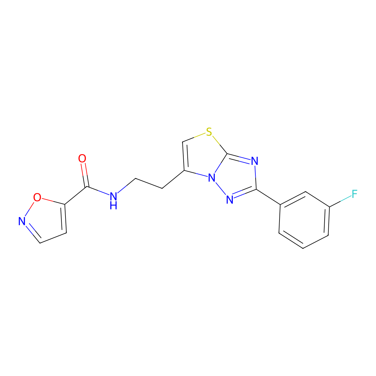 N-(2-(2-(3-fluorophenyl)thiazolo[3,2-b][1,2,4]triazol-6-yl)ethyl)isoxazole-5-carboxamide molecular structure, CAS 1211258-17-1