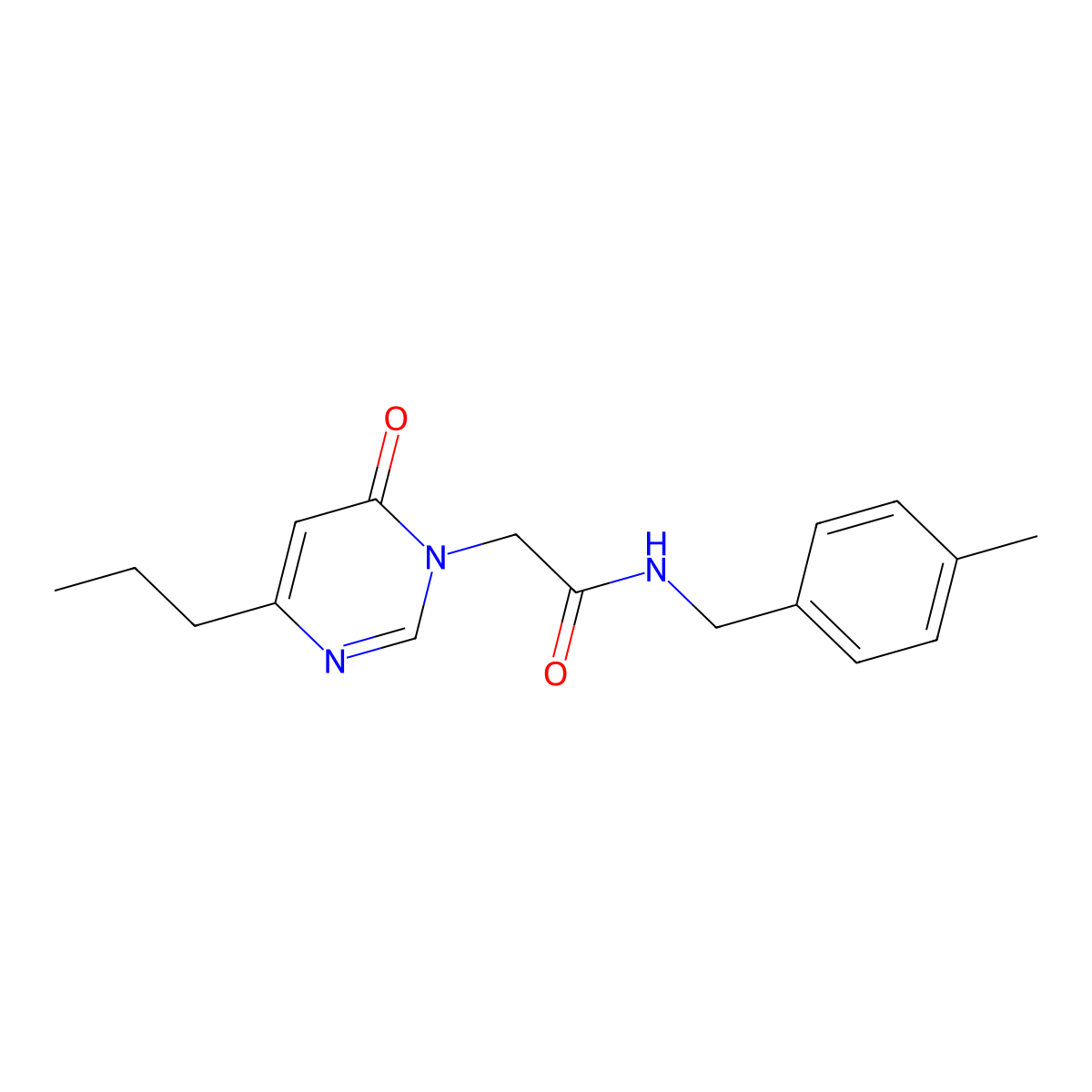 N-(4-methylbenzyl)-2-(6-oxo-4-propylpyrimidin-1(6H)-yl)acetamide molecular structure, CAS 1211260-79-5