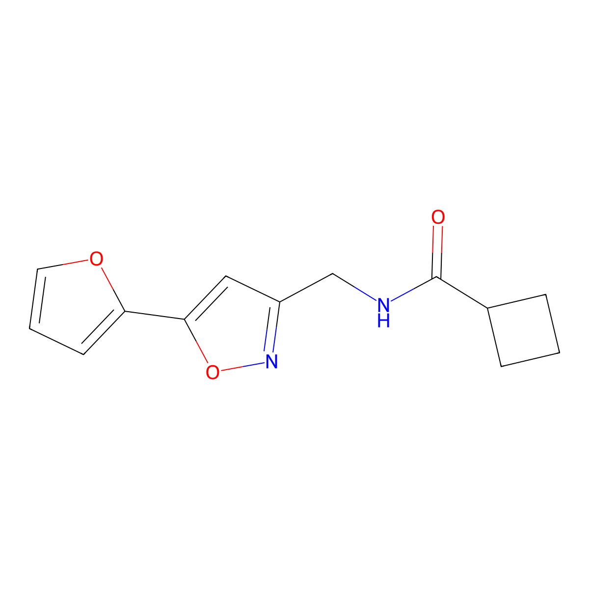 N-((5-(furan-2-yl)isoxazol-3-yl)methyl)cyclobutanecarboxamide molecular structure, CAS 1211261-23-2