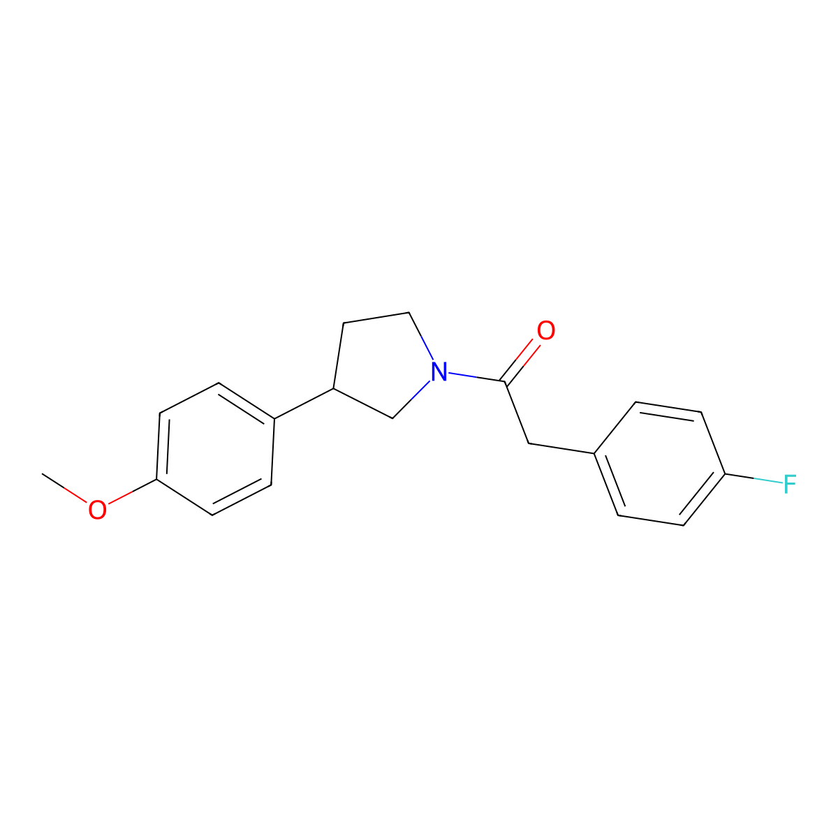2-(4-Fluorophenyl)-1-(3-(4-methoxyphenyl)pyrrolidin-1-yl)ethanone molecular structure, CAS 1211262-59-7