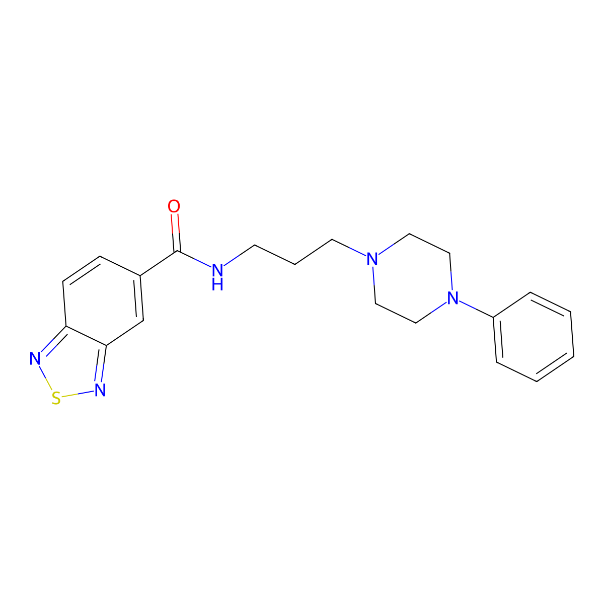 N-(3-(4-phenylpiperazin-1-yl)propyl)benzo[c][1,2,5]thiadiazole-5-carboxamide molecular structure, CAS 1211262-96-2