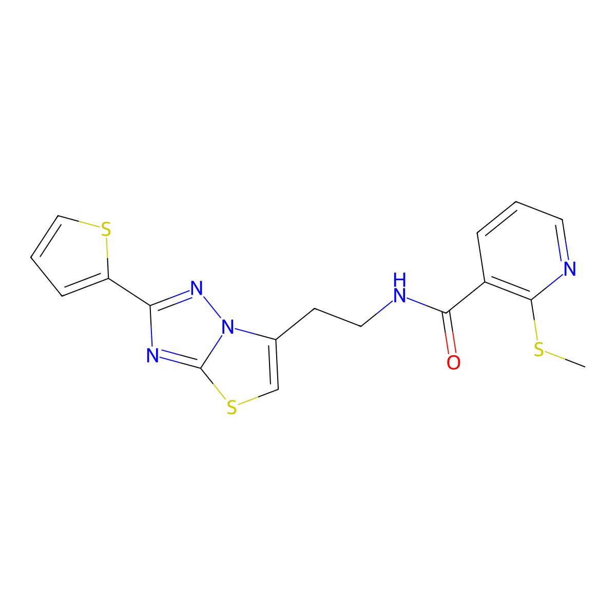2-(methylthio)-N-(2-(2-(thiophen-2-yl)thiazolo[3,2-b][1,2,4]triazol-6-yl)ethyl)nicotinamide molecular structure, CAS 1211263-84-1