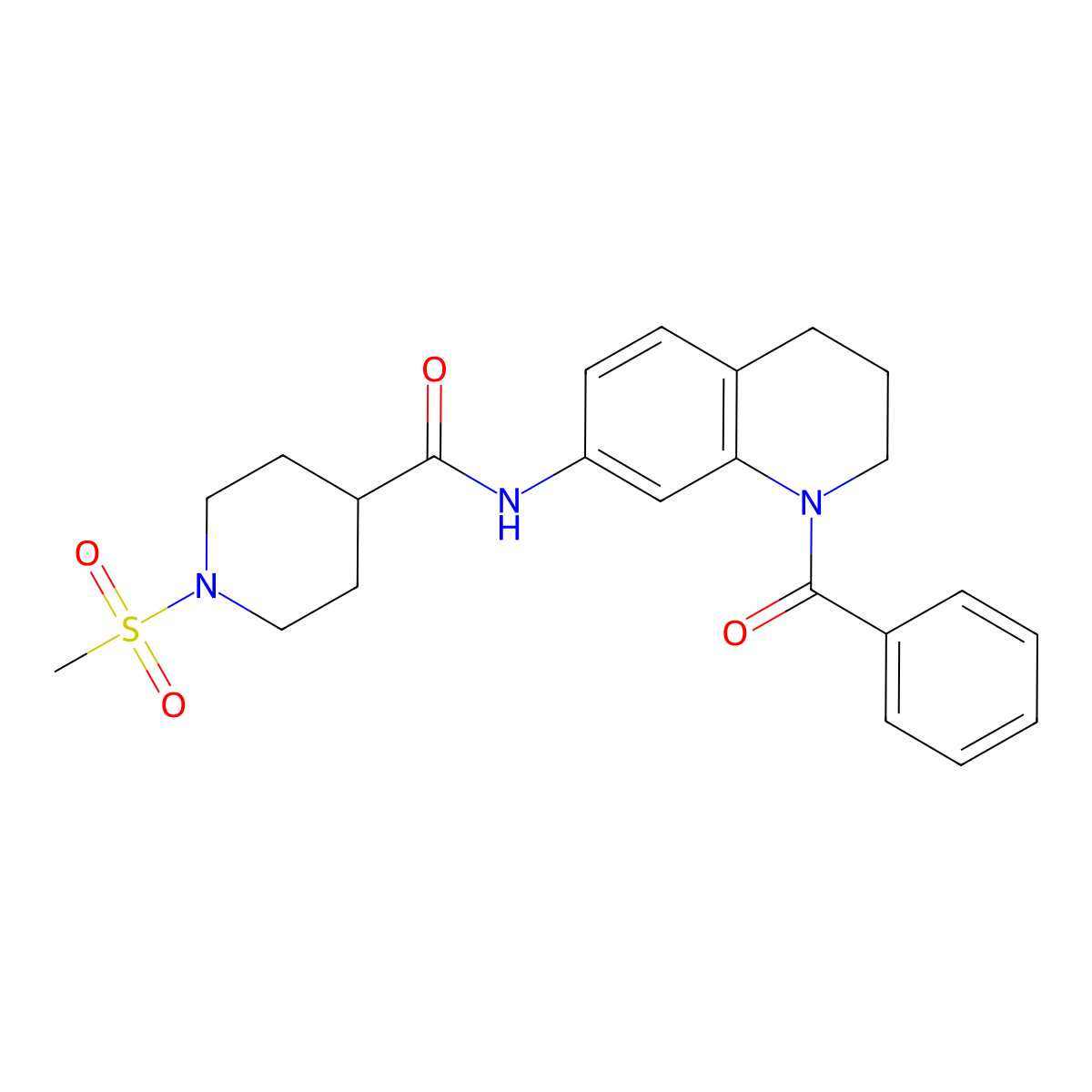 N-(1-benzoyl-1,2,3,4-tetrahydroquinolin-7-yl)-1-(methylsulfonyl)piperidine-4-carboxamide molecular structure, CAS 1211271-99-6