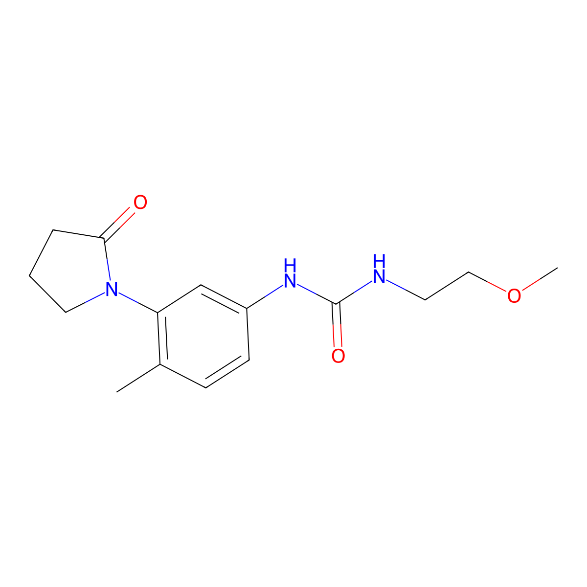 1-(2-Methoxyethyl)-3-(4-methyl-3-(2-oxopyrrolidin-1-yl)phenyl)urea molecular structure, CAS 1211280-65-7