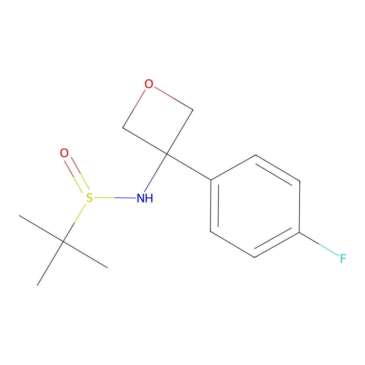 N-(3-(4-fluorophenyl)oxetan-3-yl)-2-methylpropane-2-sulfinamide molecular structure, CAS 1211284-05-7