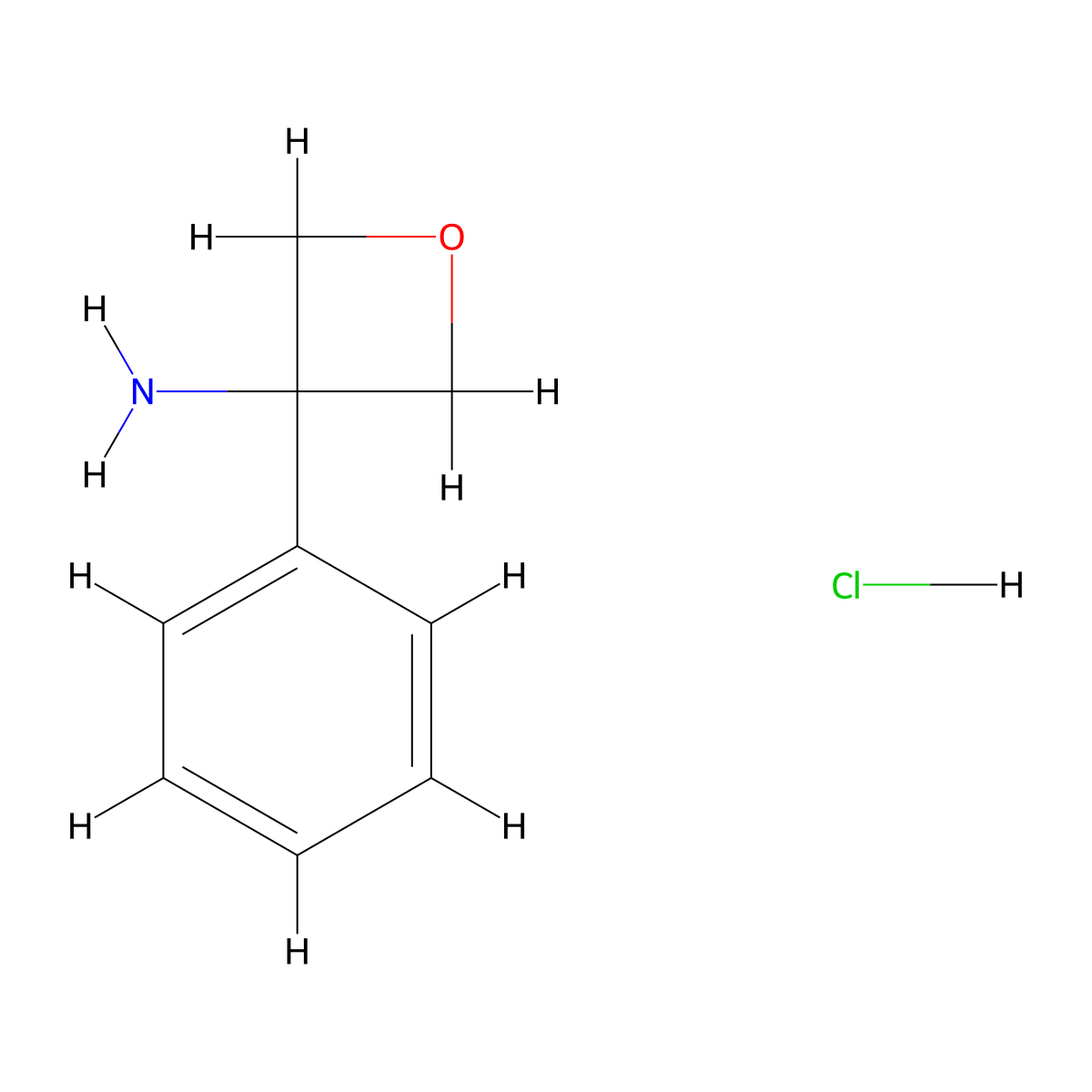 3-Phenyloxetan-3-amine hydrochloride molecular structure, CAS 1211284-11-5