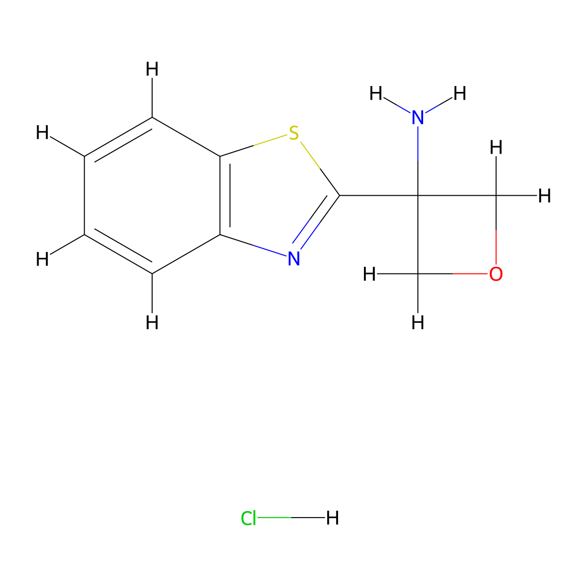 3-(1,3-Benzothiazol-2-yl)oxetan-3-amine hydrochloride molecular structure, CAS 1211284-37-5