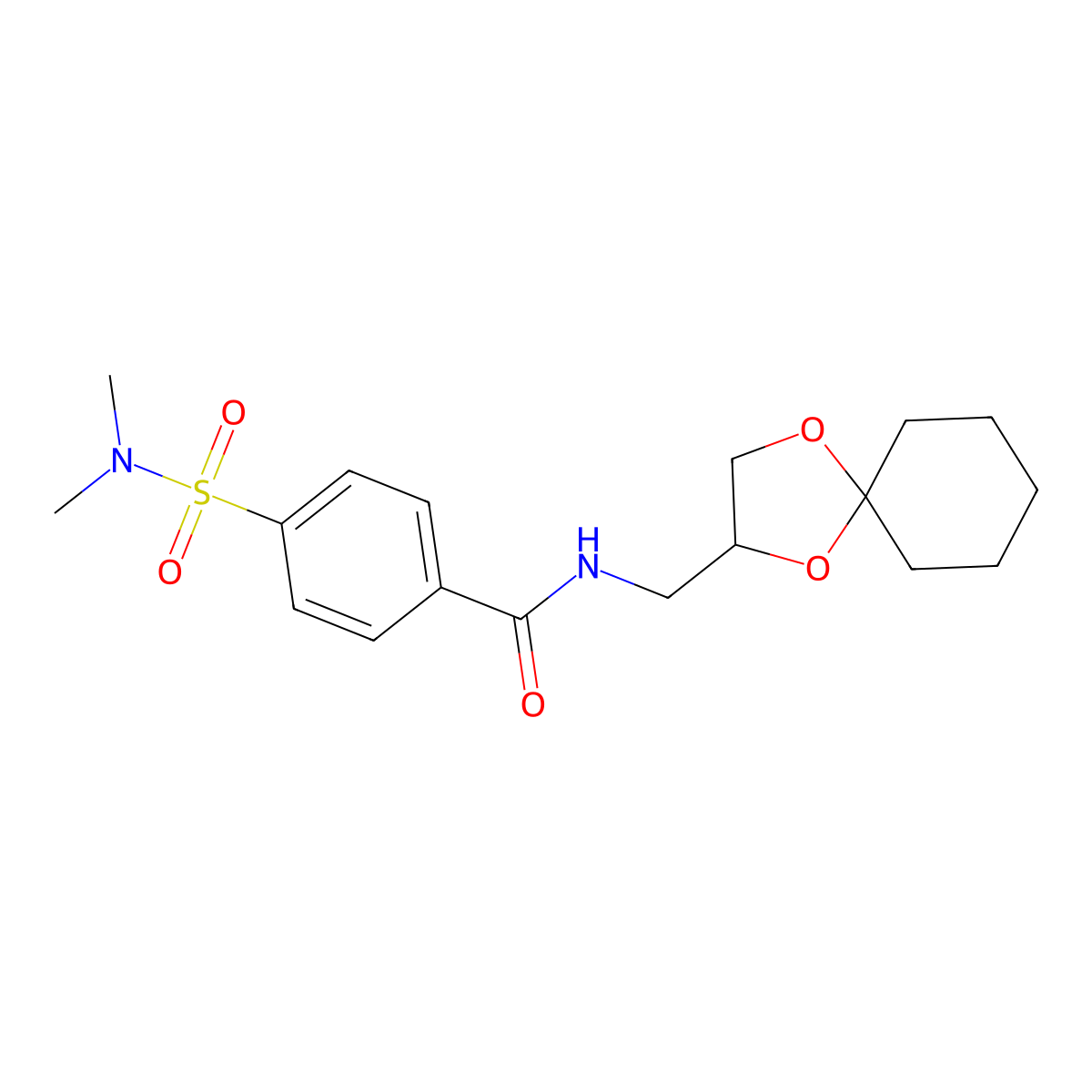 N-(1,4-dioxaspiro[4.5]decan-2-ylmethyl)-4-(N,N-dimethylsulfamoyl)benzamide molecular structure, CAS 1211286-74-6