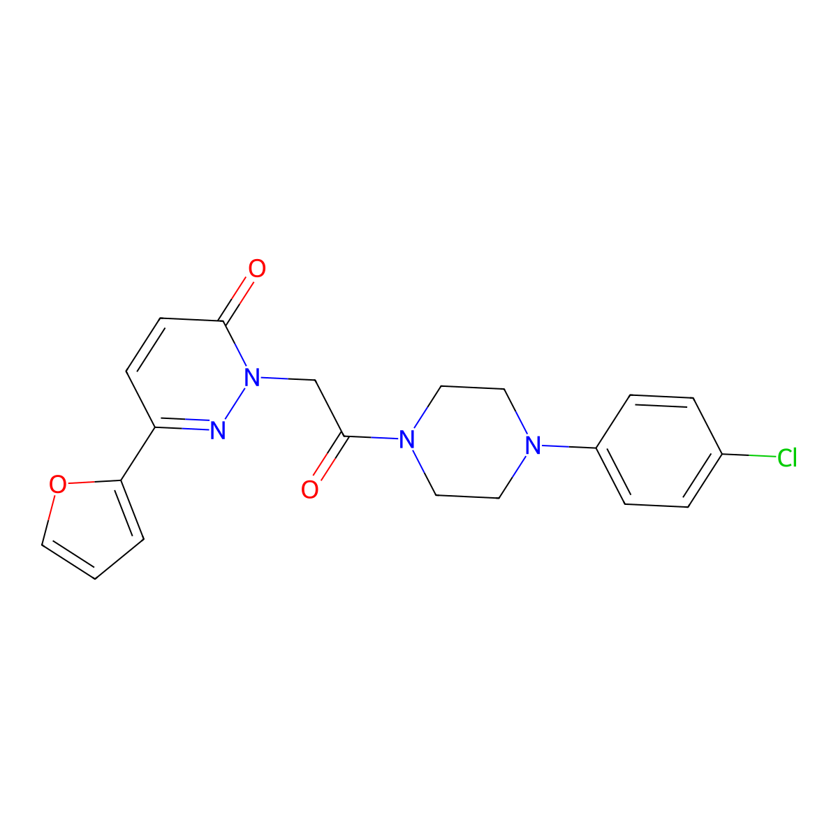2-{2-[4-(4-chlorophenyl)piperazino]-2-oxoethyl}-6-(2-furyl)-3(2H)-pyridazinone molecular structure, CAS 1211286-94-0