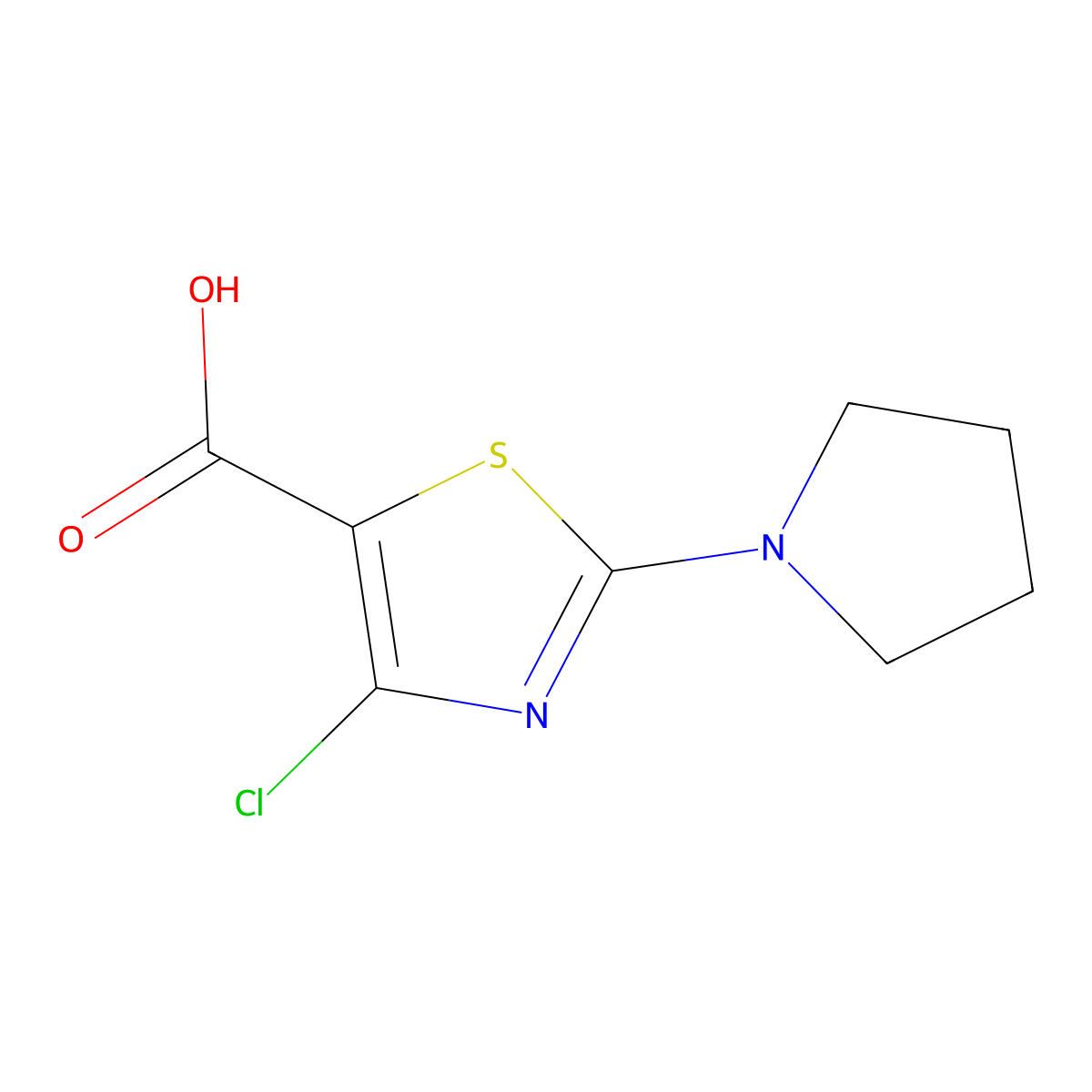 4-Chloro-2-(pyrrolidin-1-yl)-1,3-thiazole-5-carboxylic acid molecular structure, CAS 1211296-57-9