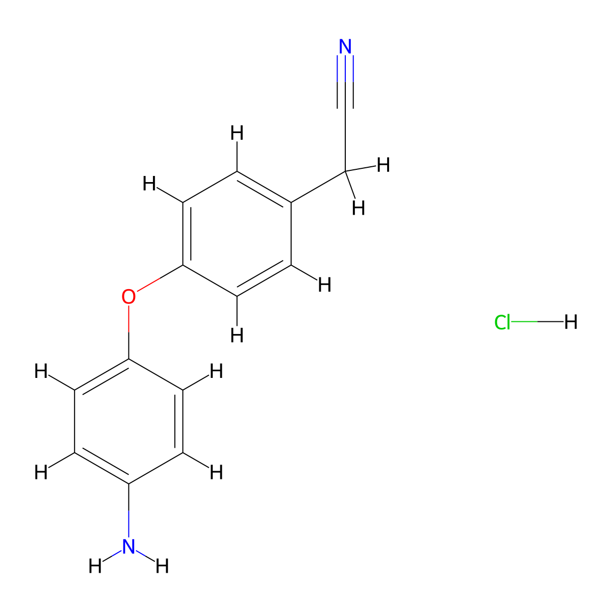 2-[4-(4-Aminophenoxy)phenyl]acetonitrile hydrochloride molecular structure, CAS 1211298-86-0