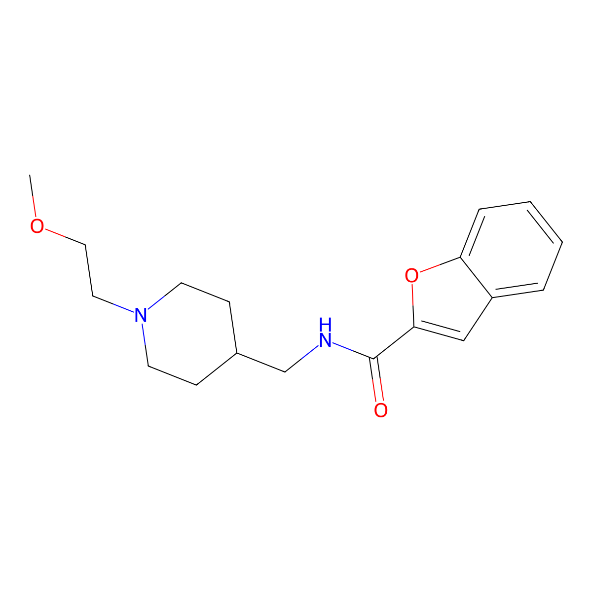N-((1-(2-methoxyethyl)piperidin-4-yl)methyl)benzofuran-2-carboxamide molecular structure, CAS 1211300-39-8