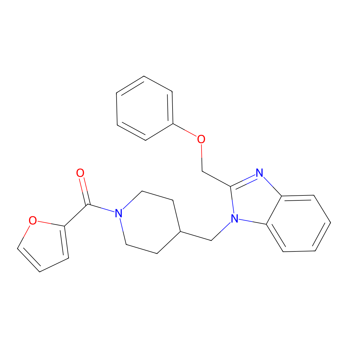furan-2-yl(4-((2-(phenoxymethyl)-1H-benzo[d]imidazol-1-yl)methyl)piperidin-1-yl)methanone molecular structure, CAS 1211308-00-7