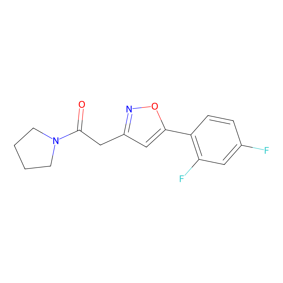 2-(5-(2,4-Difluorophenyl)isoxazol-3-yl)-1-(pyrrolidin-1-yl)ethanone molecular structure, CAS 1211309-75-9